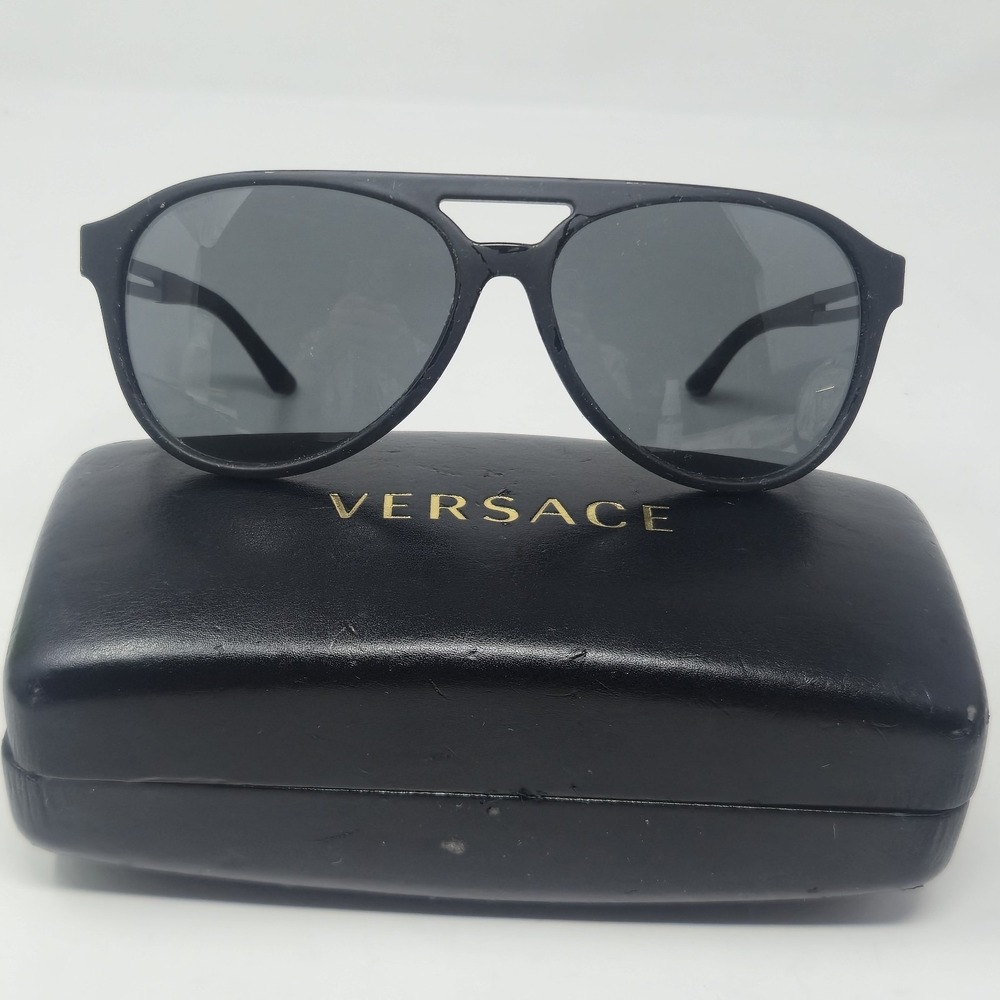 Versace MOD 4312 Sunglasses Matte Black Medusa Greek Key Pilot Aviator 60 15